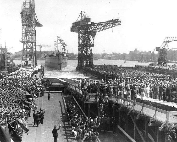 Admiral Graf Spee's launching ceremony, Wilhelmshaven, Germany, 30 Jun 1934