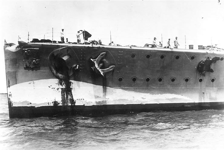 Admiral Graf Spee's port bow, 13-16 Dec 1939, photo 2 of 2