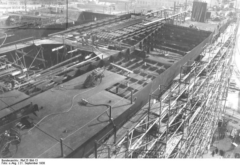 Carrier Graf Zeppelin under construction, Kiel, Germany, 21 Sep 1938