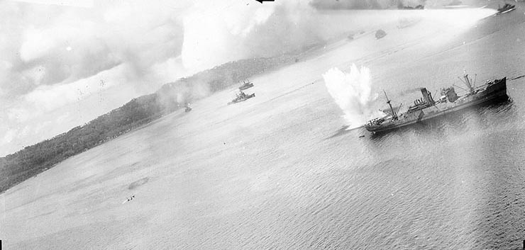 Haguro and other Japanese ships being attacked by US aircraft, date unknown