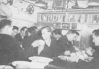 Sailors' mess aboard USS Harder, date unknown