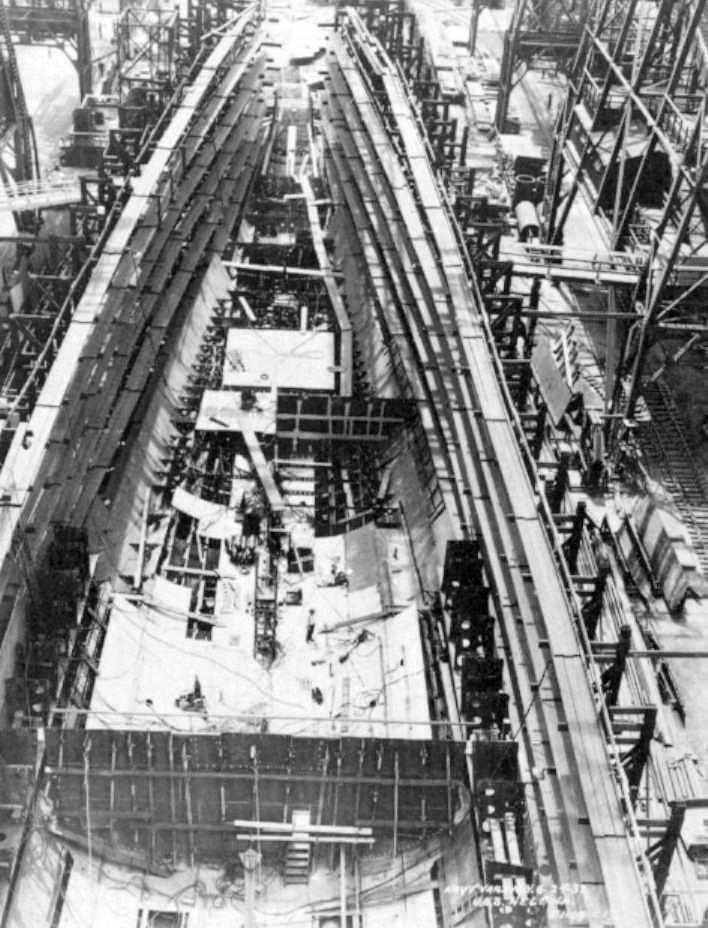 Helena under construction at New York Navy Yard, Brooklyn, New York, United States, 24 Jun 1937