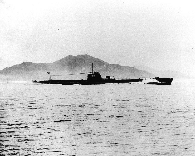 Japanese submarine I-68 underway, Mar 1934; she was likely to be running trials