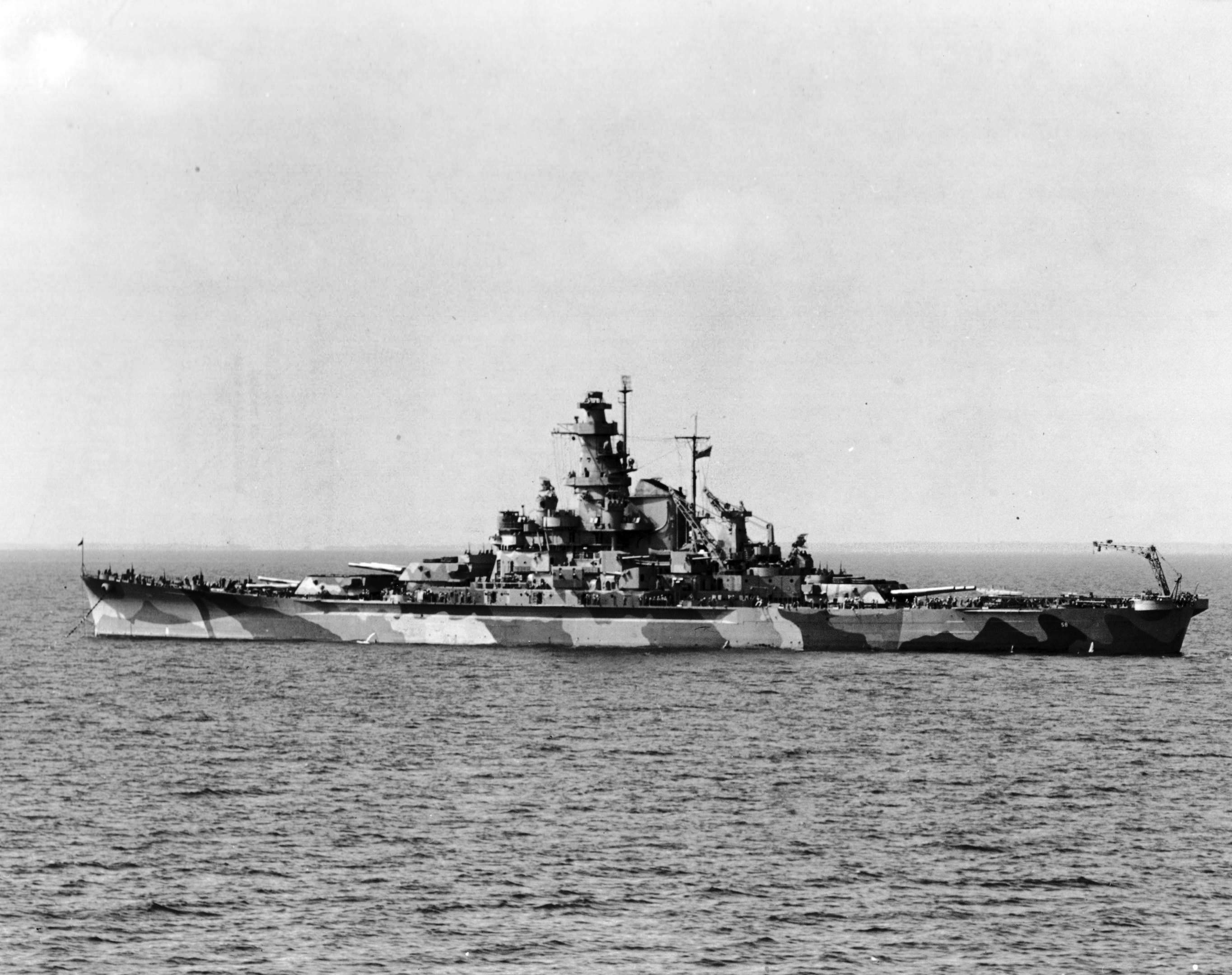 USS Indiana off Norfolk, Virginia, United States, Sep 1942