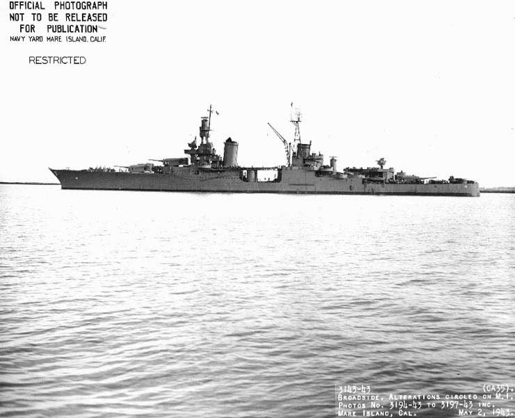 [Photo] Indianapolis off Mare Island Navy Yard, California, 2 May 1943 ...