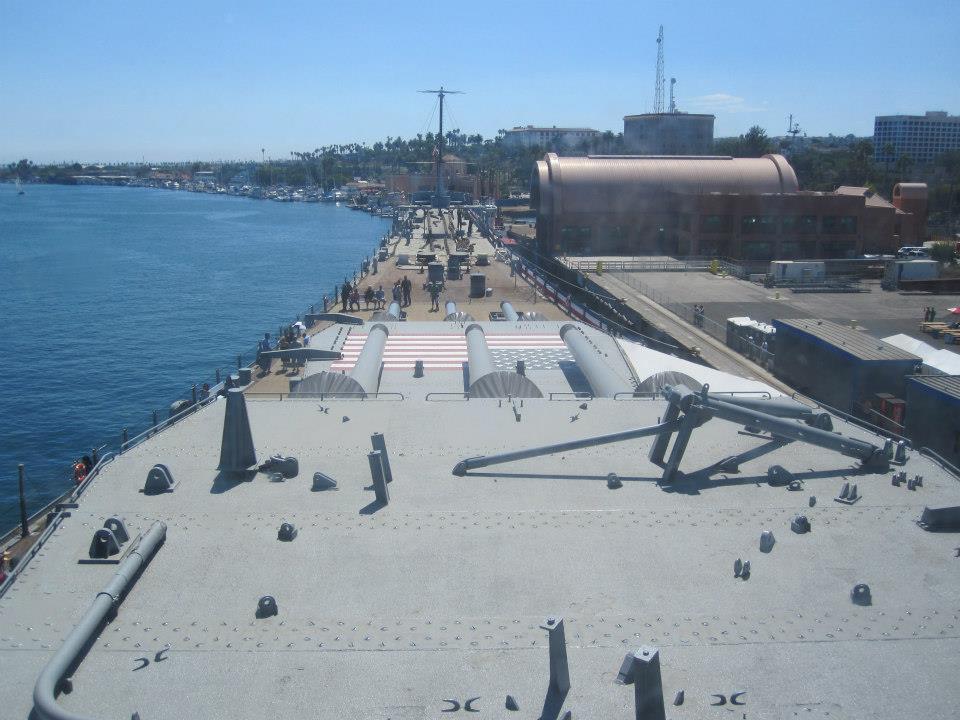 Bow of museum ship Iowa, seen from the superstructure, 2012