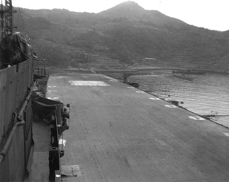On Junyo's island, looking aft, 26 Sep 1945