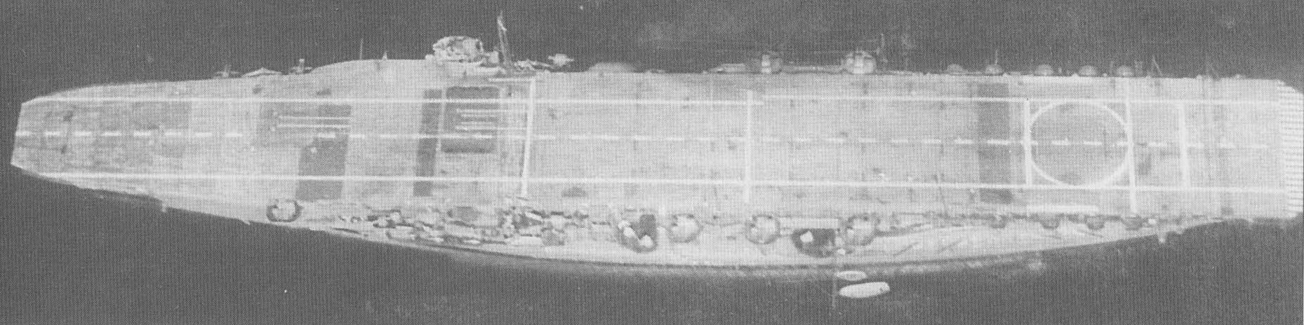 Aerial view of carrier Kaga, late 1930s