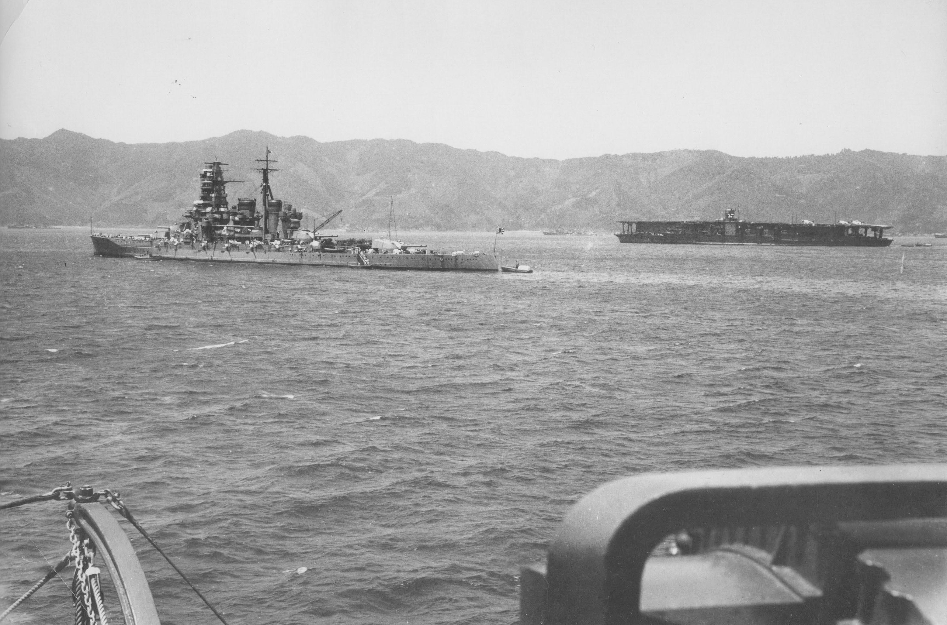 Kirishima and Akagi in Tsukumo Bay, Japan, 27 Apr 1939