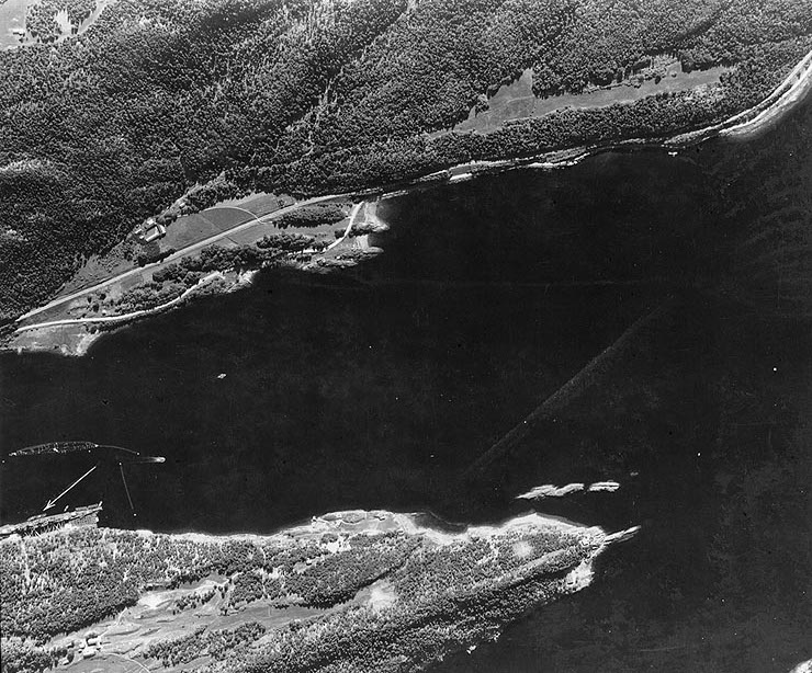 RAF reconnaissance photo showing Köln moored in the Fætten Fjord northeast of Trondheim, Norway, 19 Jul 1942, photo 3 of 3
