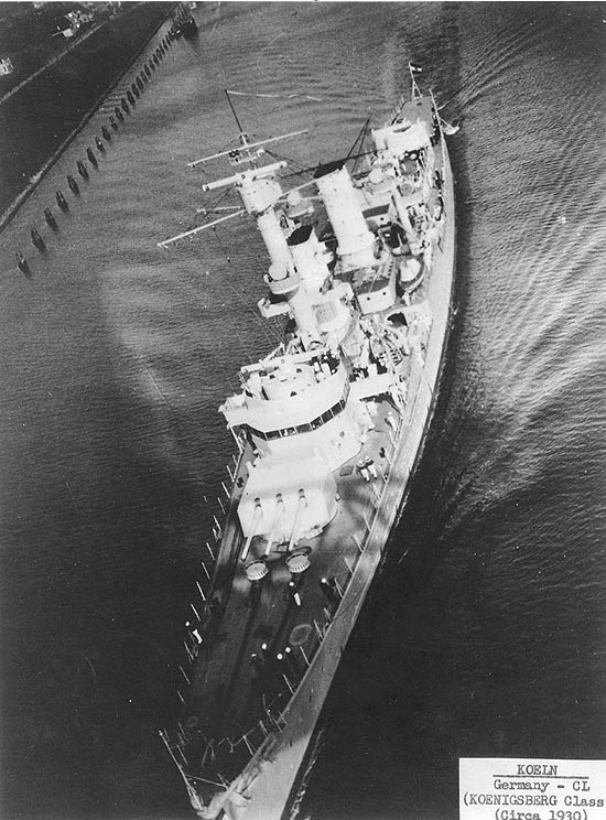 German light cruiser Köln underway in confined waters, circa 1930, photo 2 of 2