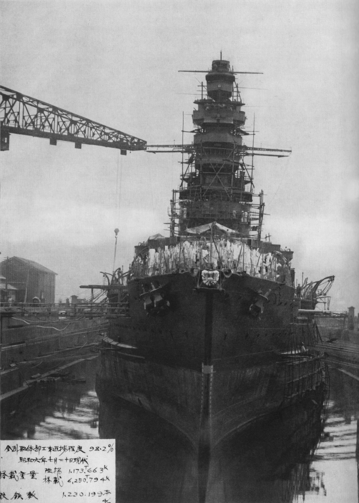 Kongo under reconstruction, Yokosuka, Japan, 20 Jul 1931; she was nearing completion