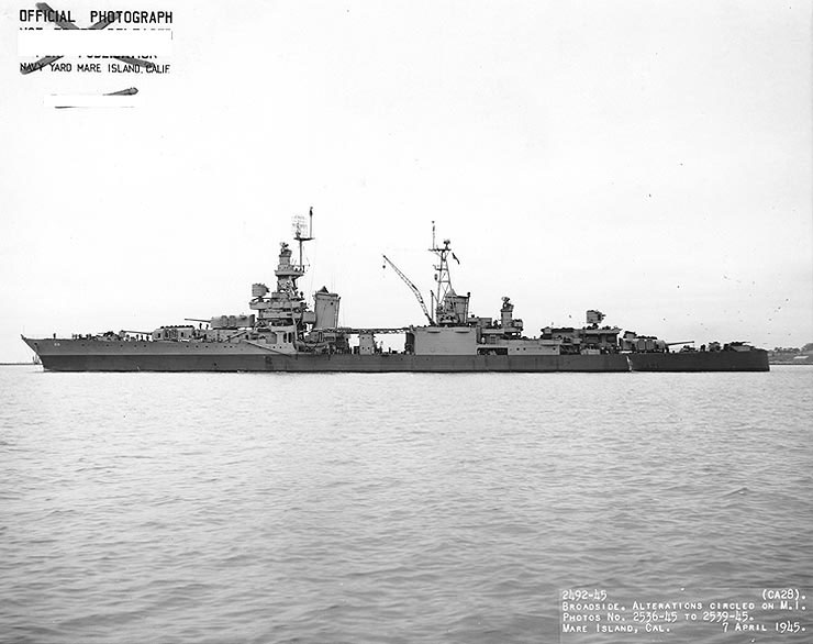Louisville off the Mare Island Navy Yard, California, United States, 7 Apr 1945