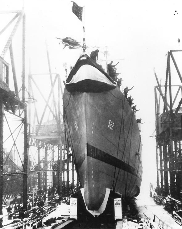 Launching ceremony of destroyer Luce, Bethlehem Mariners Harbor, Staten Island, New York, United States, 6 Mar 1943