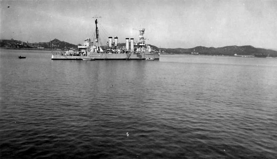 USS Marblehead in a harbor in Asia, late 1930s