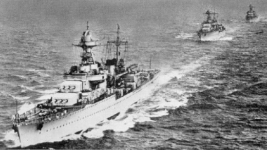 French cruisers Georges Leygues, La Galissonnière, and Montcalm, 1942; seen in US Navy publication ONI 203