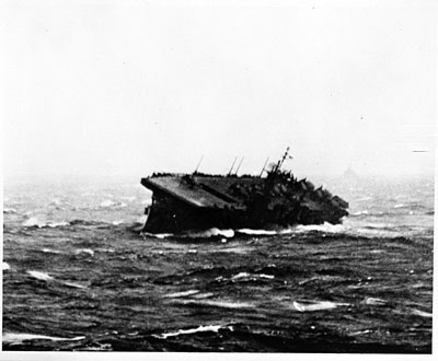 USS Monterey foundered during a typhoon, Dec 1944