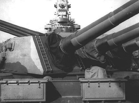 Close-up view of a turret aboard North Carolina, New York Navy Yard, Brooklyn, New York, United States, circa Apr 1941