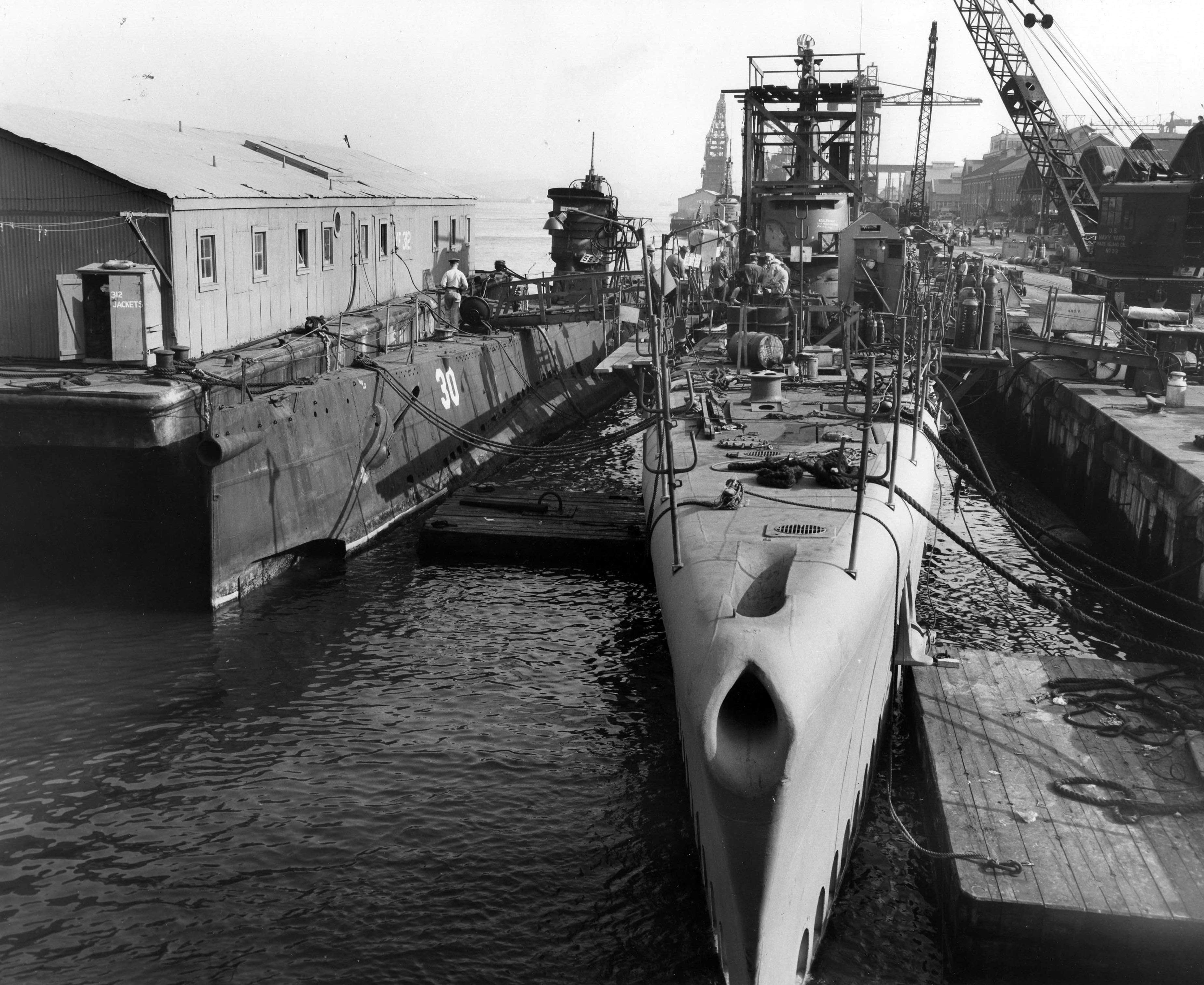 Photo Uss Parche And Another Submarine At Mare Island Naval Shipyard