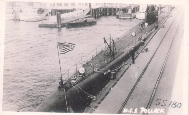 USS Pollack at Portsmouth Naval Shipyard, Kittery, Maine, United States, circa late 1930s