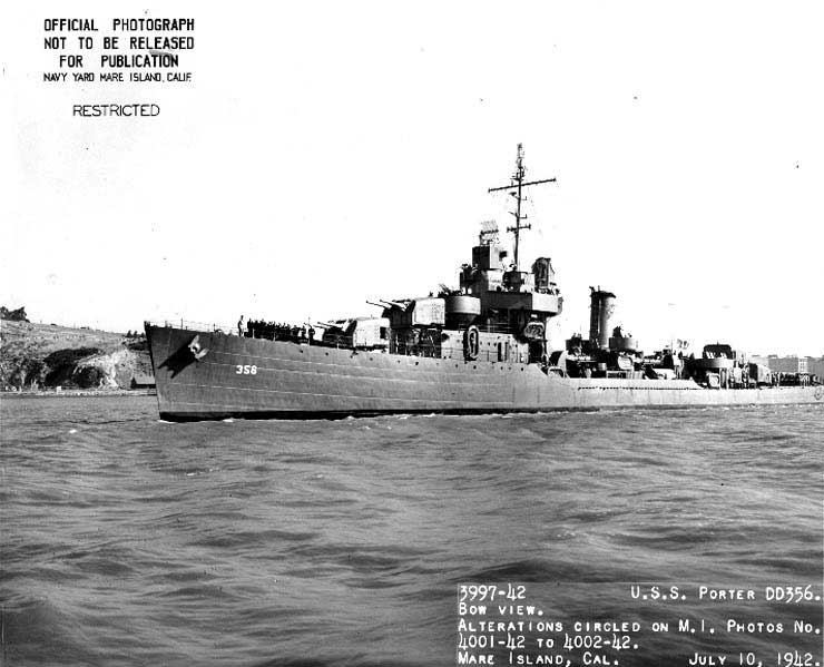 Porter off Mare Island Navy Yard, California, United States, 10 Jul 1942, photo 1 of 2