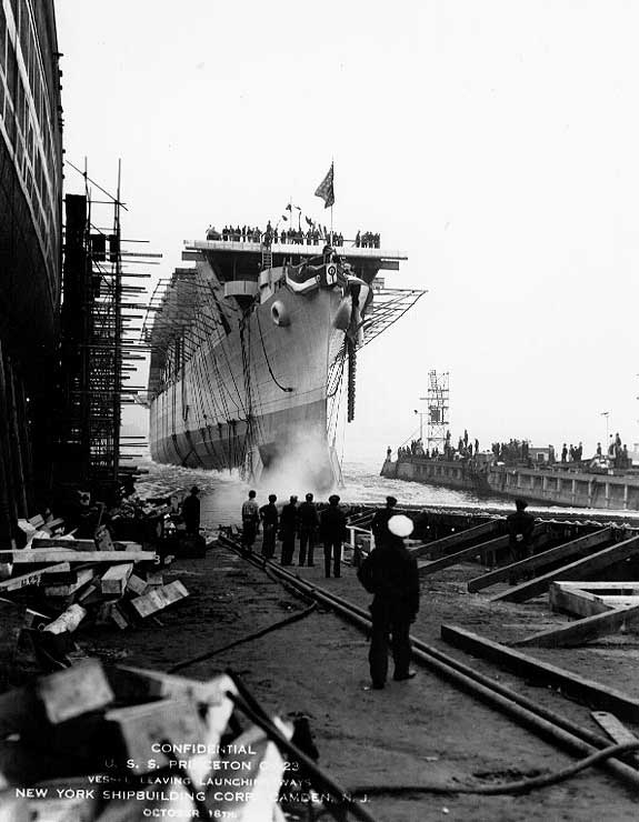 Launch of Princeton, 18 Oct 1942
