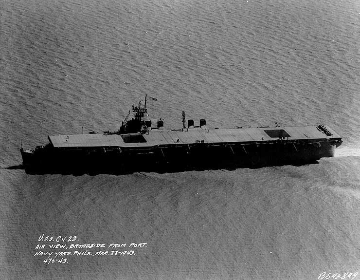 Princeton underway in the Delaware River, off the Philadelphia Navy Yard, PA, 28 Mar 1943, 1 of 2