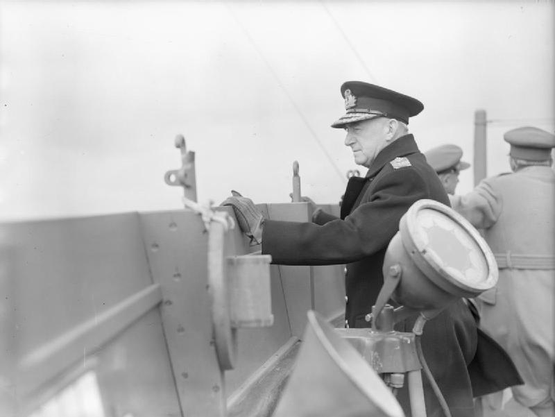 Admiral Dudley Pound on the bridge of RMS Queen Mary, May 1943