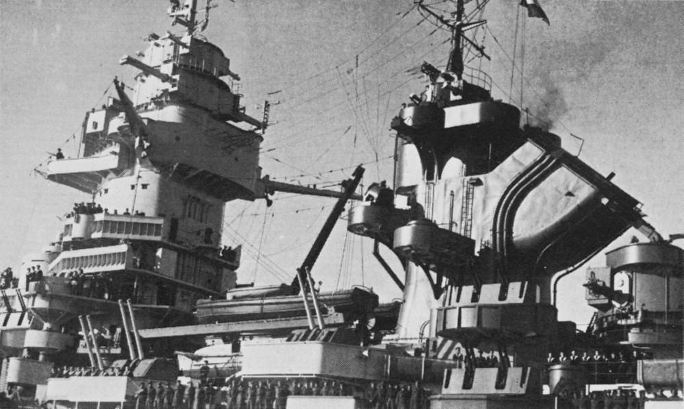 View of Richelieu amidships, circa early 1950s