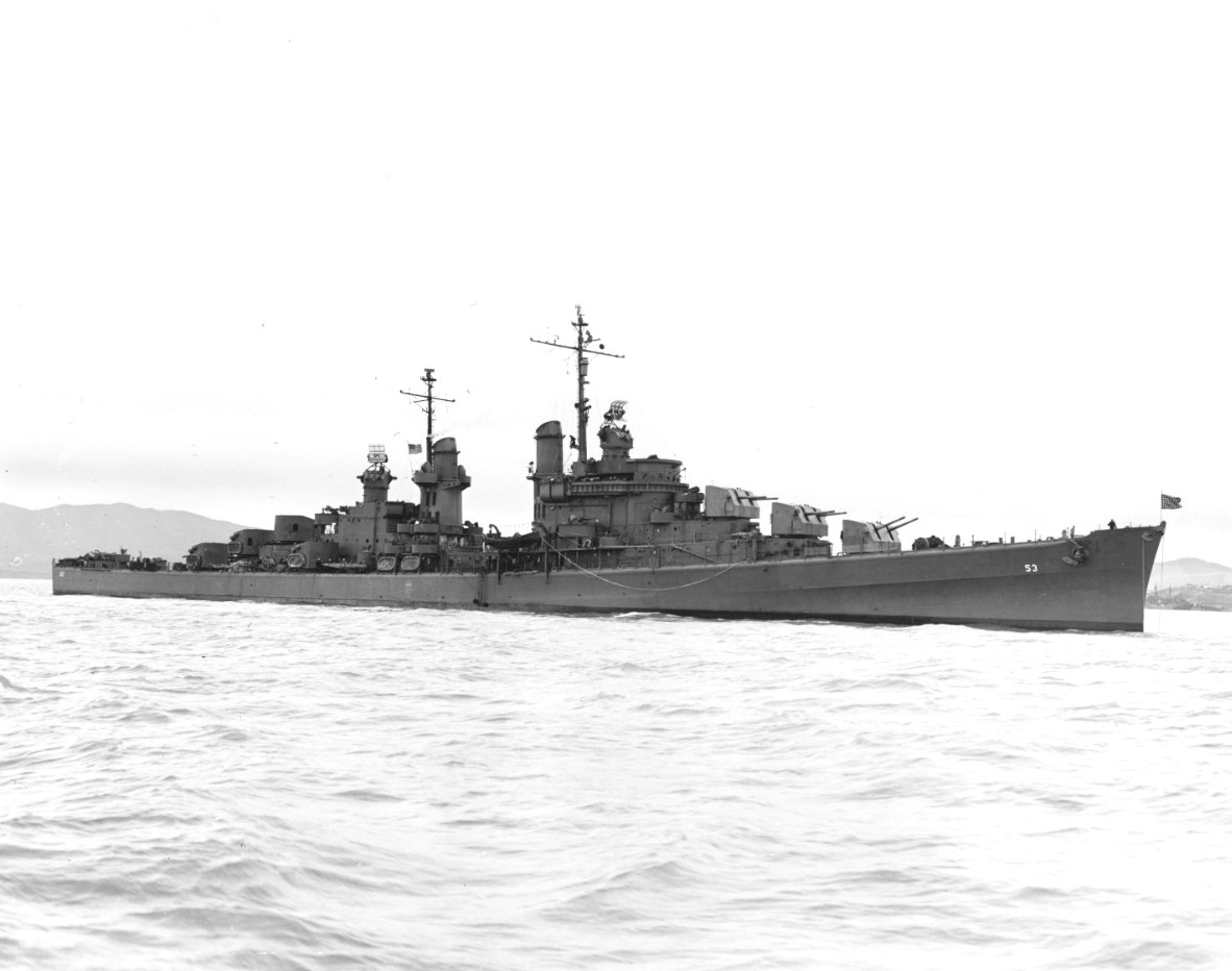 USS San Diego off San Francisco, California, United States, 1 Jan 1944, photo 1 of 2