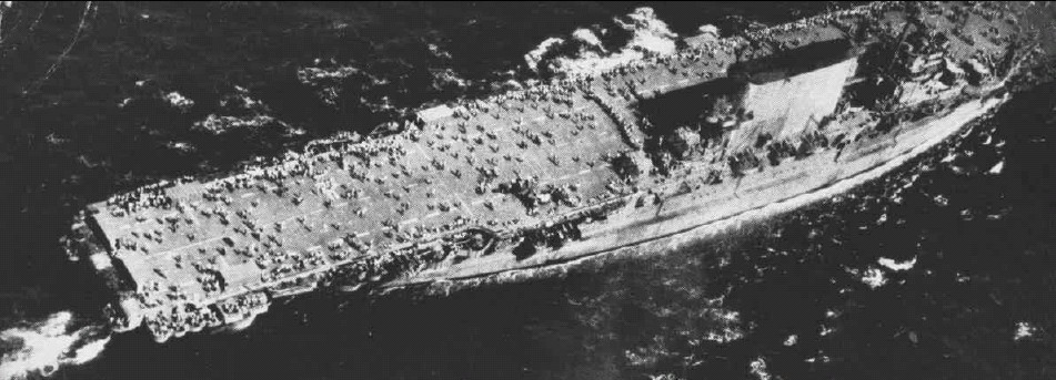 USS Saratoga on Operation Magic Carpet duty, late 1945, seen in Dec 1945 issue of US Navy publication Naval Aviation News