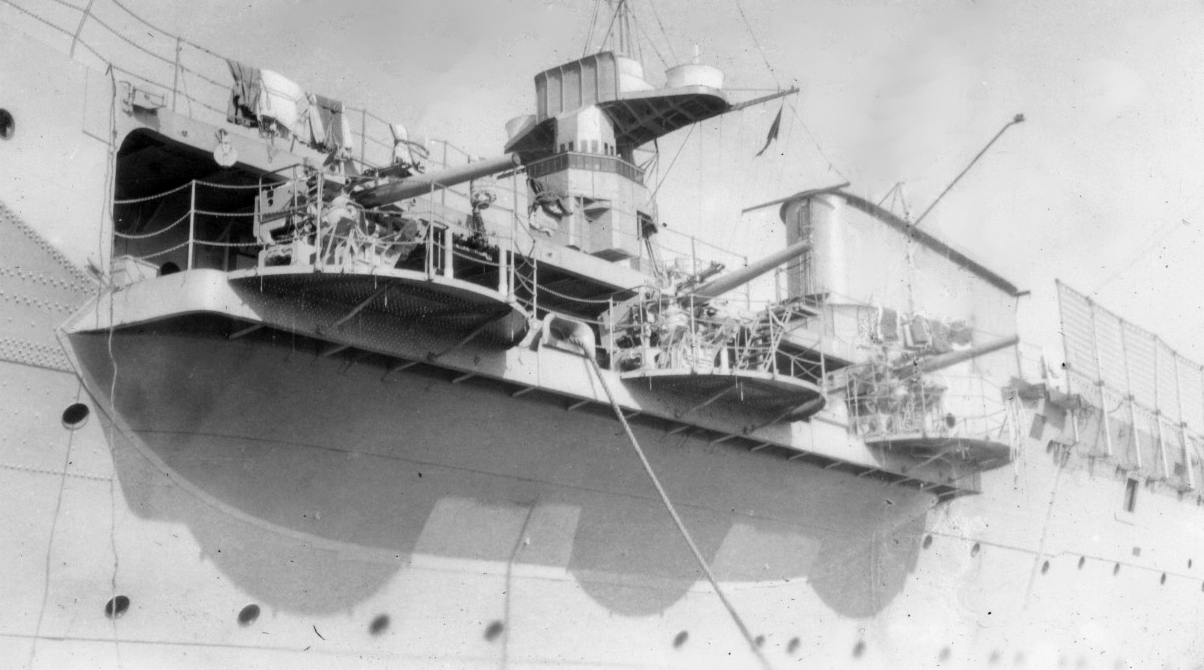 View of 5-inch anti-aircraft guns aboard USS Saratoga, circa 1927