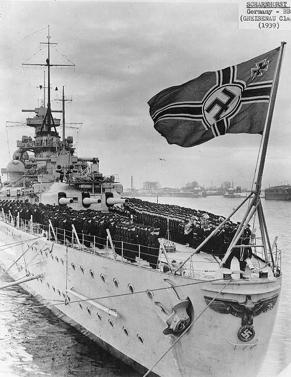 Ceremony on Scharnhorst's afterdeck, circa early 1939