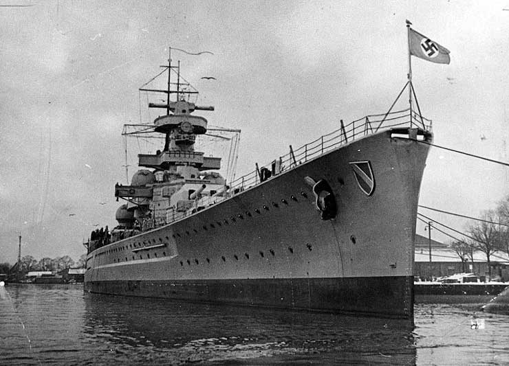 German battleship Scharnhorst in port, circa early 1939