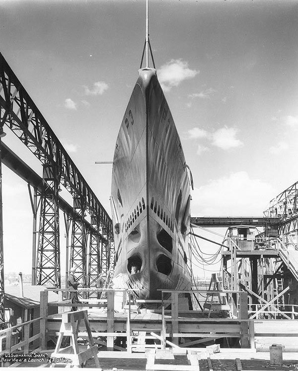 Shark nearly ready for launching at the Electric Boat Company shipyard, Groton, Connecticut, United States, 20 May 1935