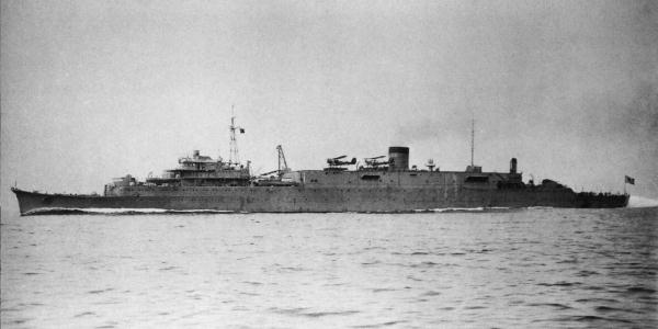 Submarine tender Tsurugizaki in the Pacific Ocean off Tateyama, Chiba, Japan, 30 Jan 1939; she was later converted to become light carrier Shoho