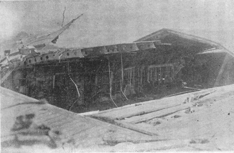 Damage to Shokaku's flight deck after the Battle of Santa Cruz Islands, late-Oct or Nov 1942