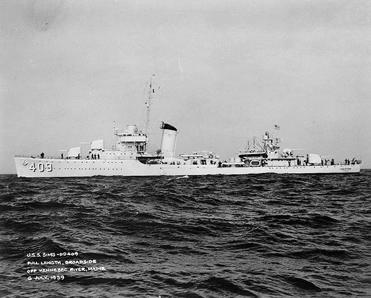 Sims off the Kennebec River, Maine, United States during her trials, 6 July 1939, photo 2 of 3