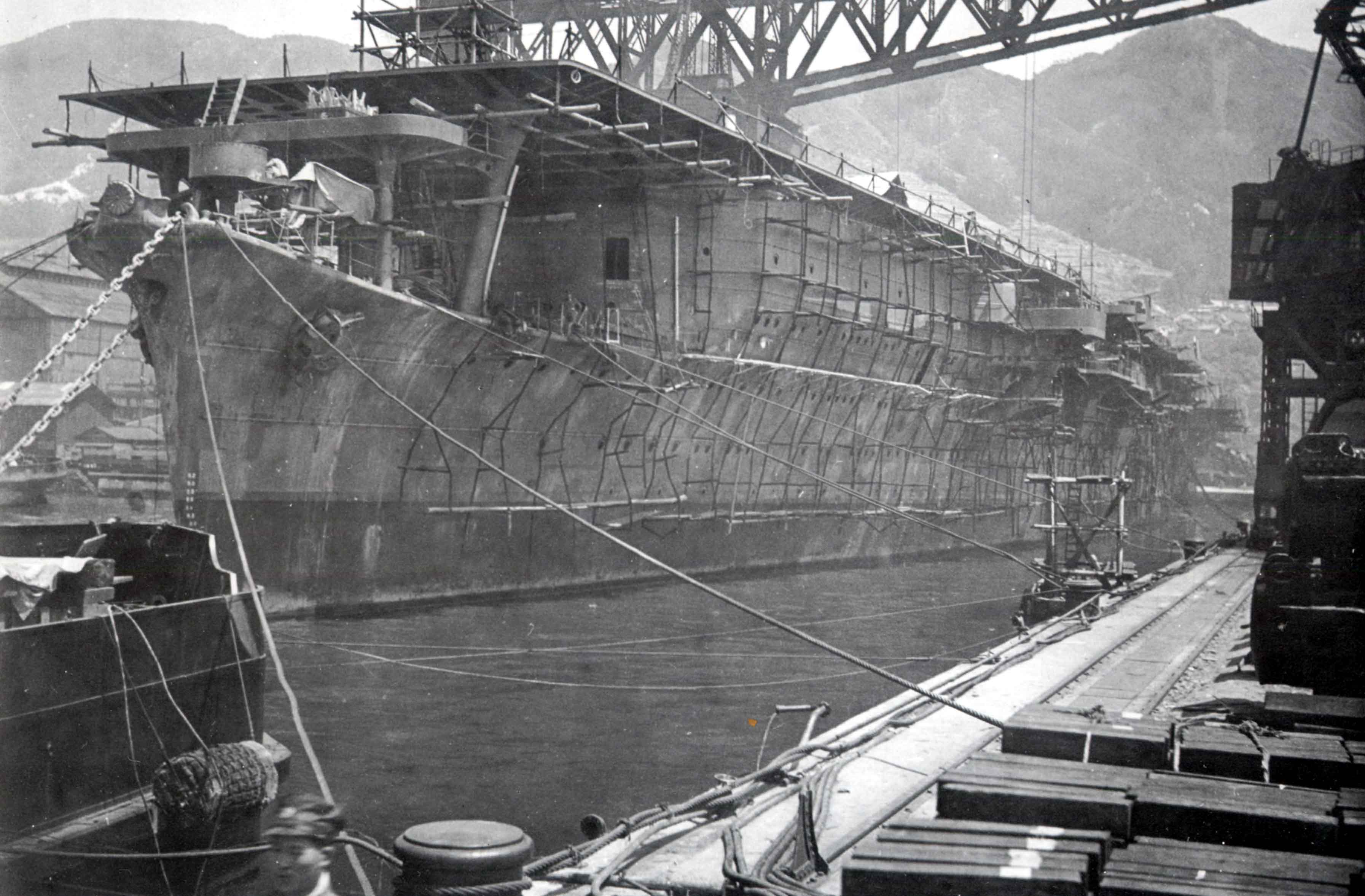 Carrier Soryu fitting out at the Kure Naval Arsenal, Japan, early 1937