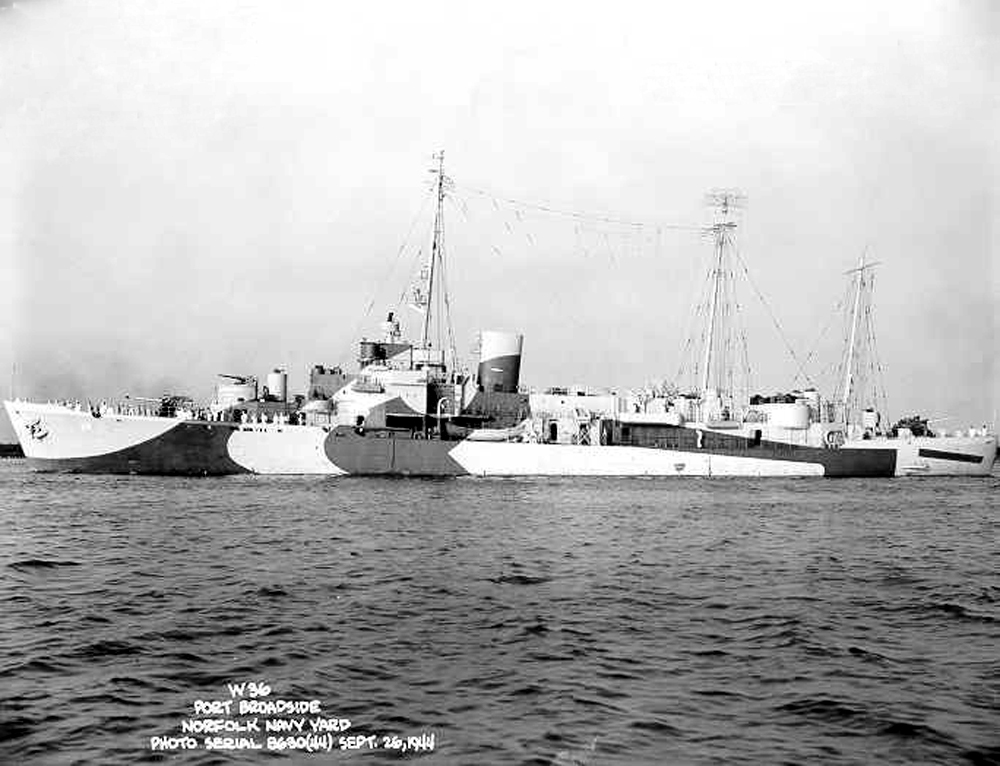 United States Coast Guard cutter Spencer after her conversion to an Amphibious Force Flagship, Norfolk Navy Yard, Norfolk, Virginia, United States, 26 Sep 1944