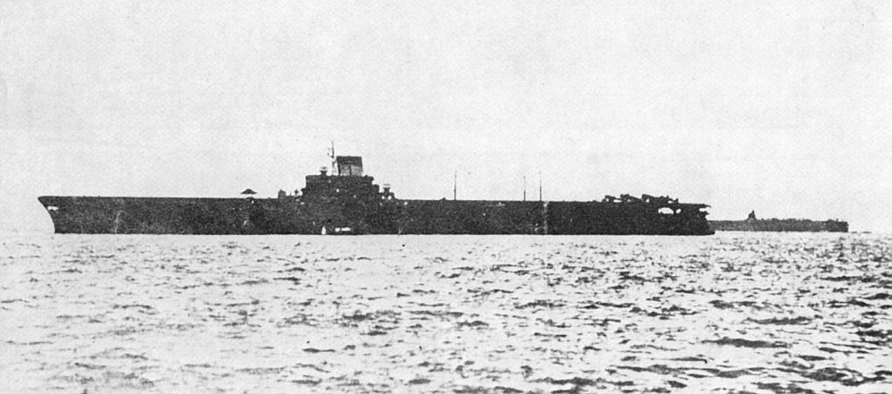 Taiho underway, date unknown, photo 1 of 2; note Shokaku-class carrier in background