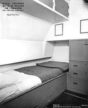 Commanding officer's cabin aboard USS Tang, circa Oct 1943