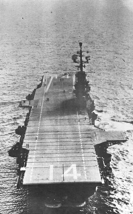 Aft view of USS Ticonderoga, circa 1955