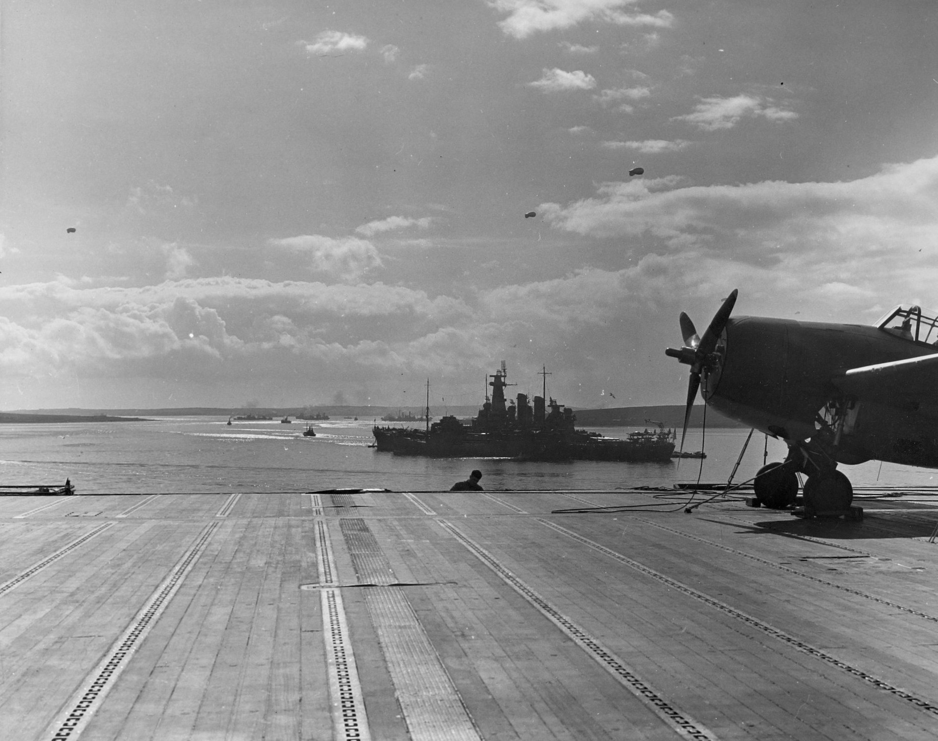USS Wasp and USS Washington at Scapa Flow, Scotland, United Kingdom, 4 Apr 1942