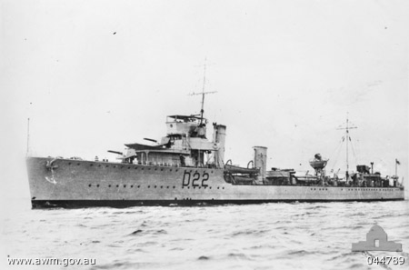 Destroyer HMAS Waterhen, date unknown