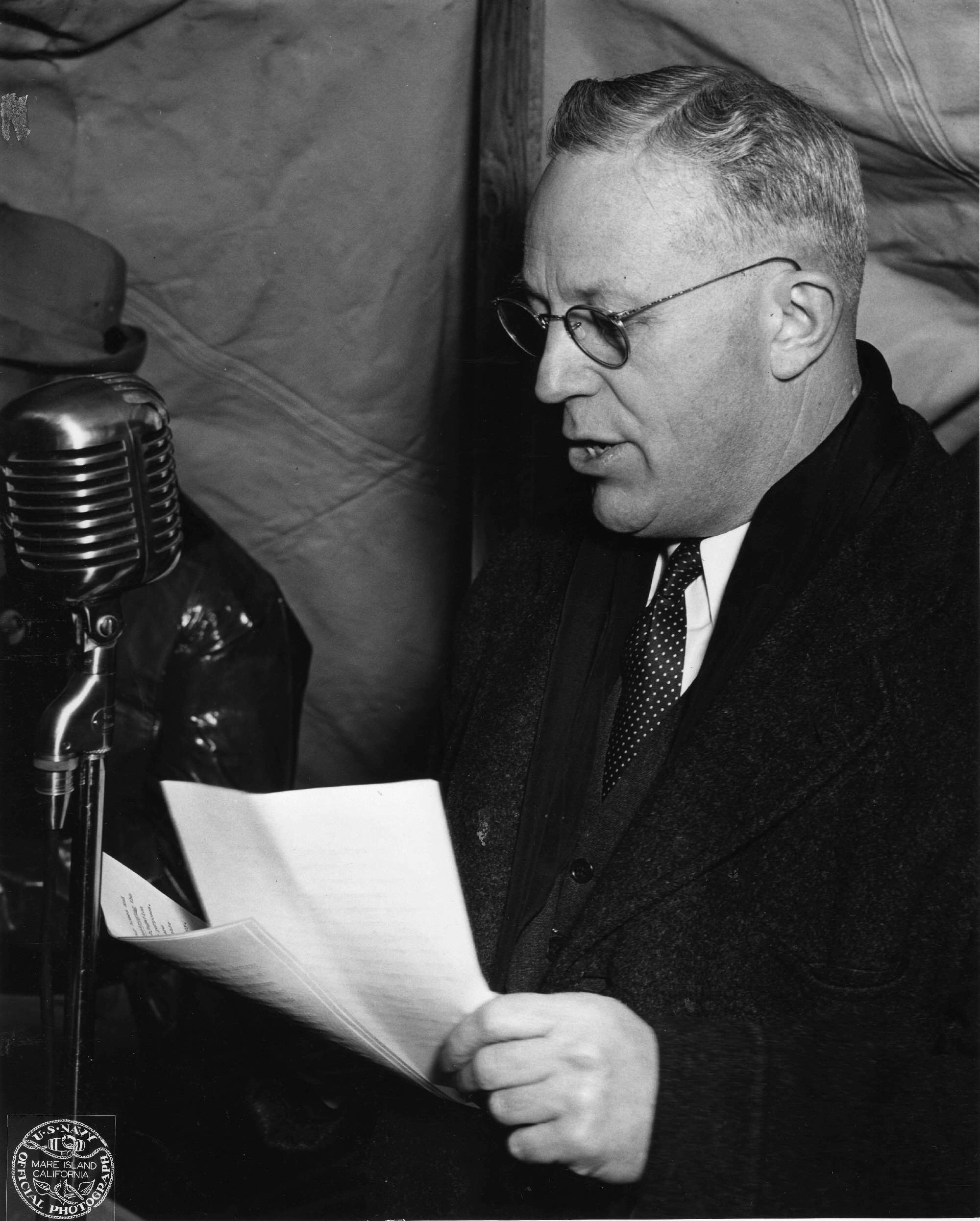 [Photo] Attorney General of California Earl Warren speaking at the ...