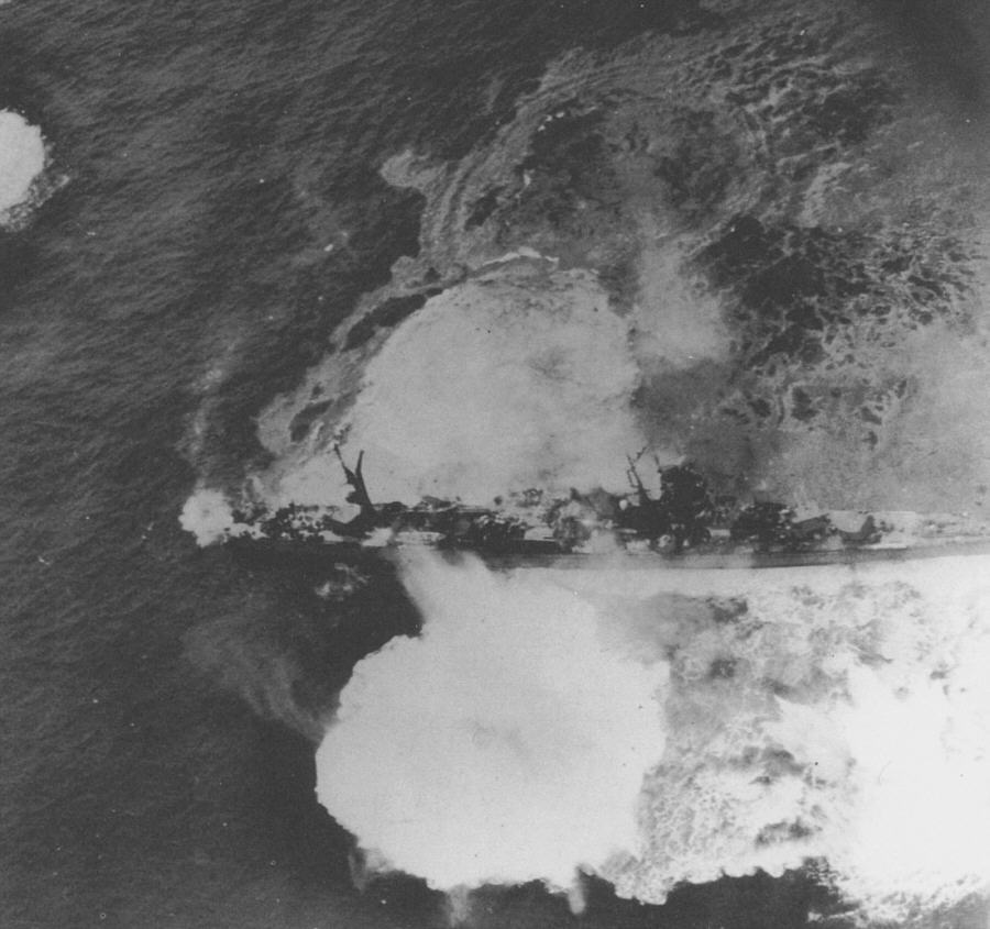 Yahagi, moments before she was sunk, 7 April 1945