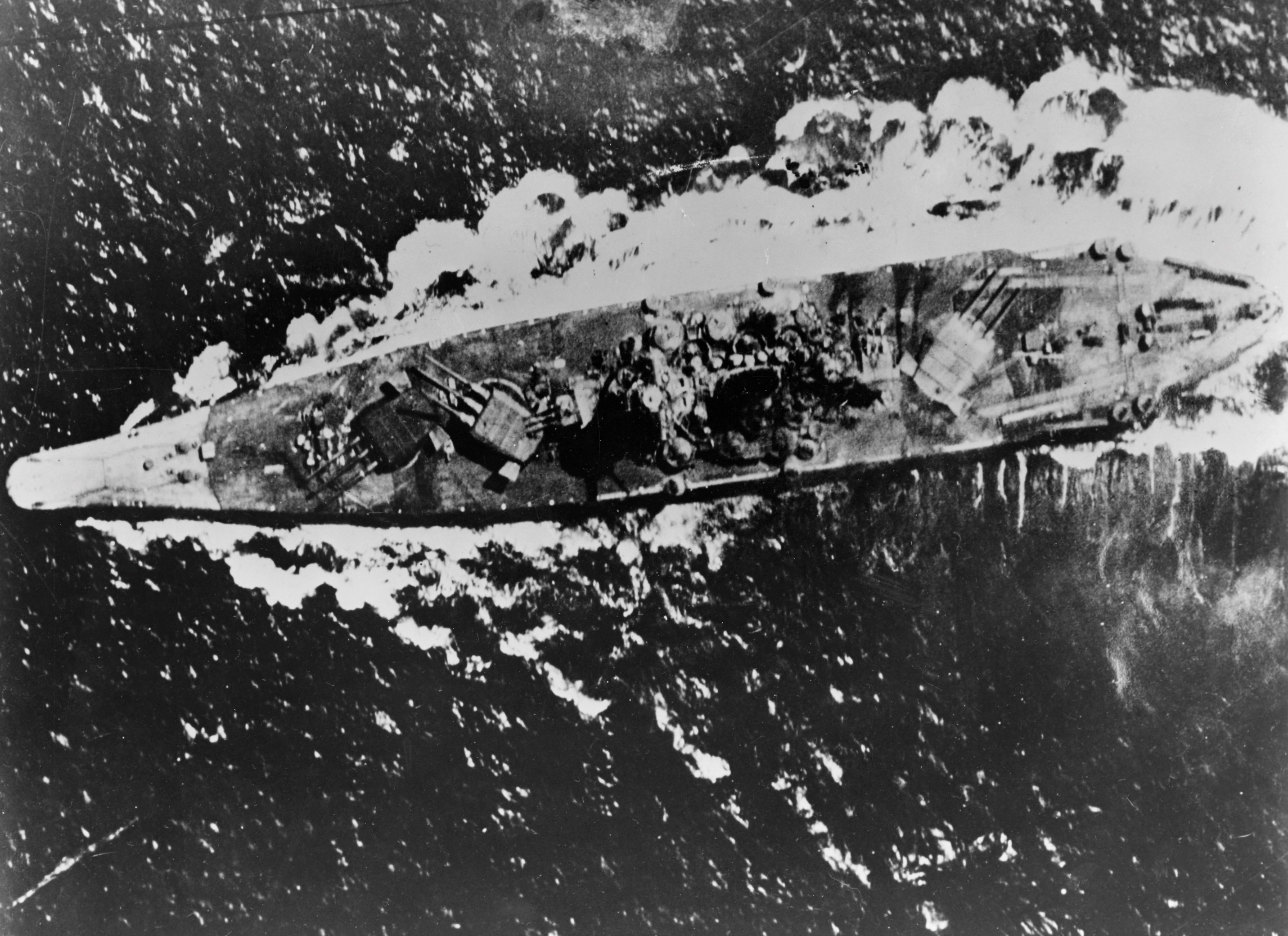 Yamato in action in the Sibuyan Sea, 24 Oct 1944, photo 1 of 2