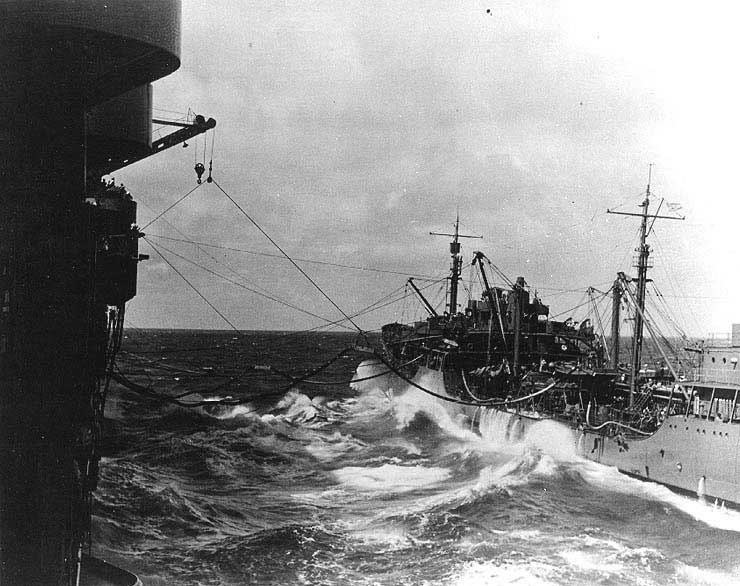 USS Neosho refueled carrier Yorktown, 1 May 1942