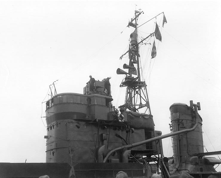 View of the Yukikaze's forward superstructure, Tokyo, Japan, 26 May 1947